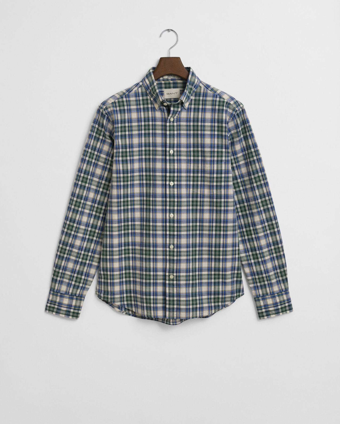 Chemise en popeline à carreaux coupe droite