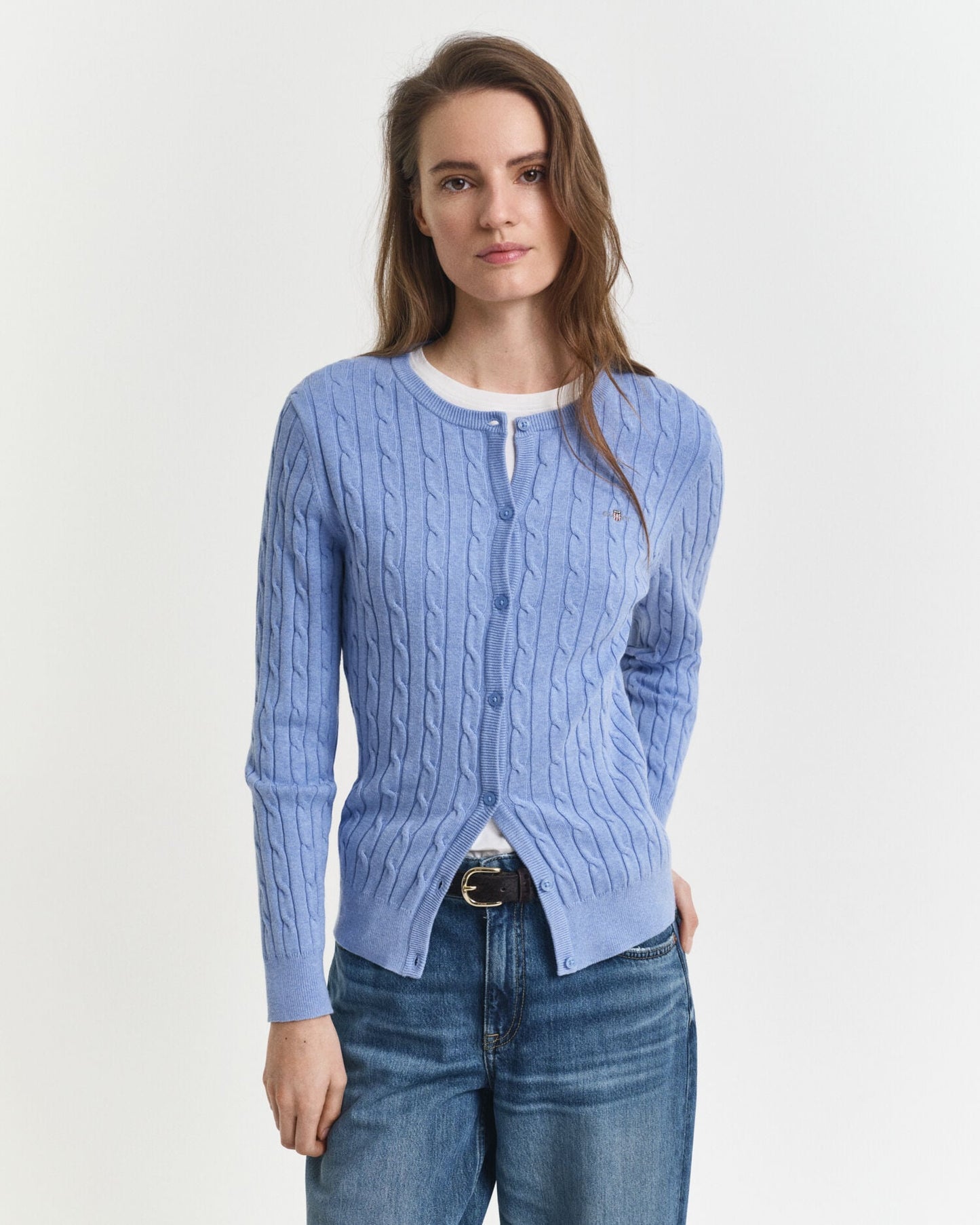 Cardigan aus Stretch-Baumwollzopfstrick