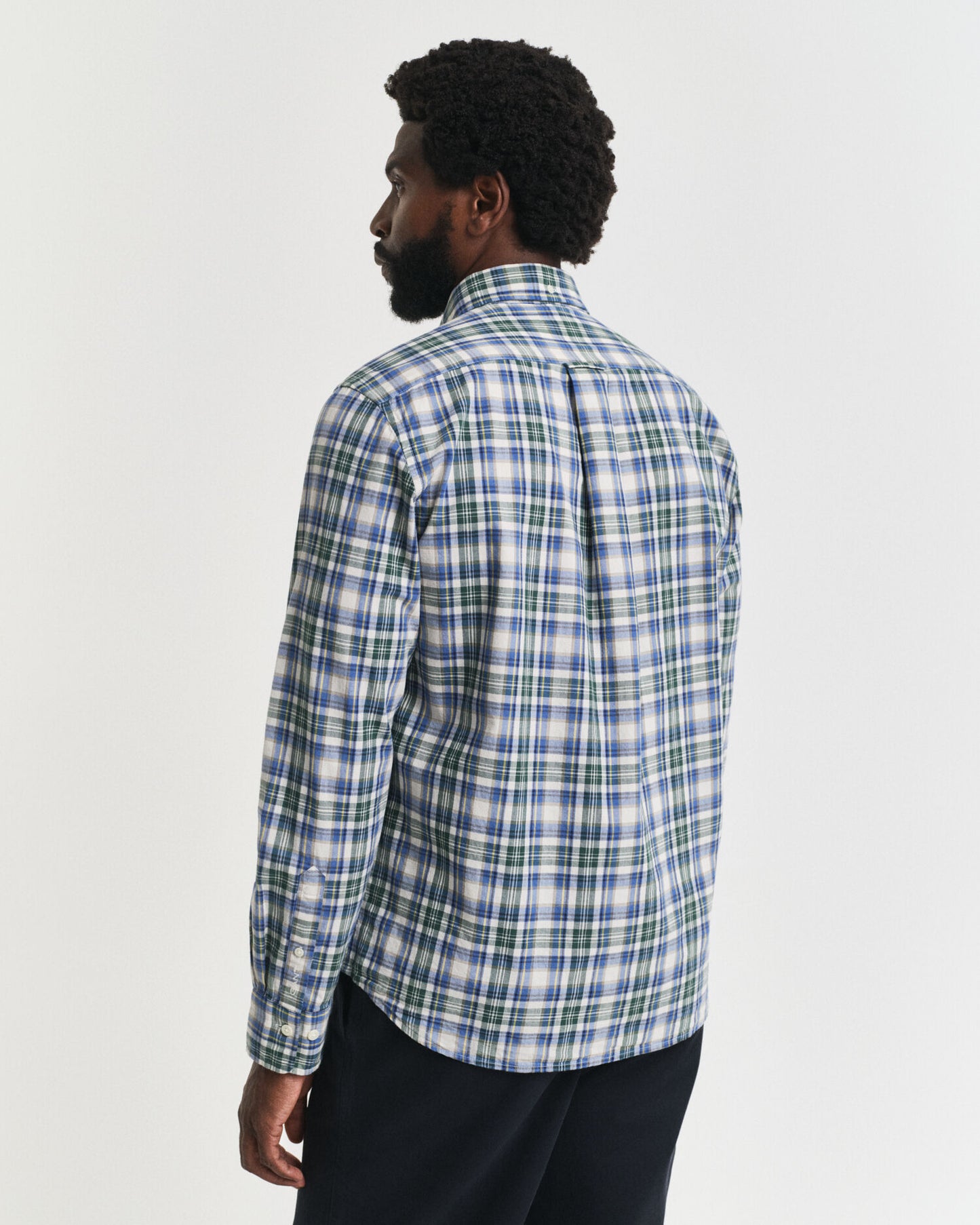 Chemise en popeline à carreaux coupe droite