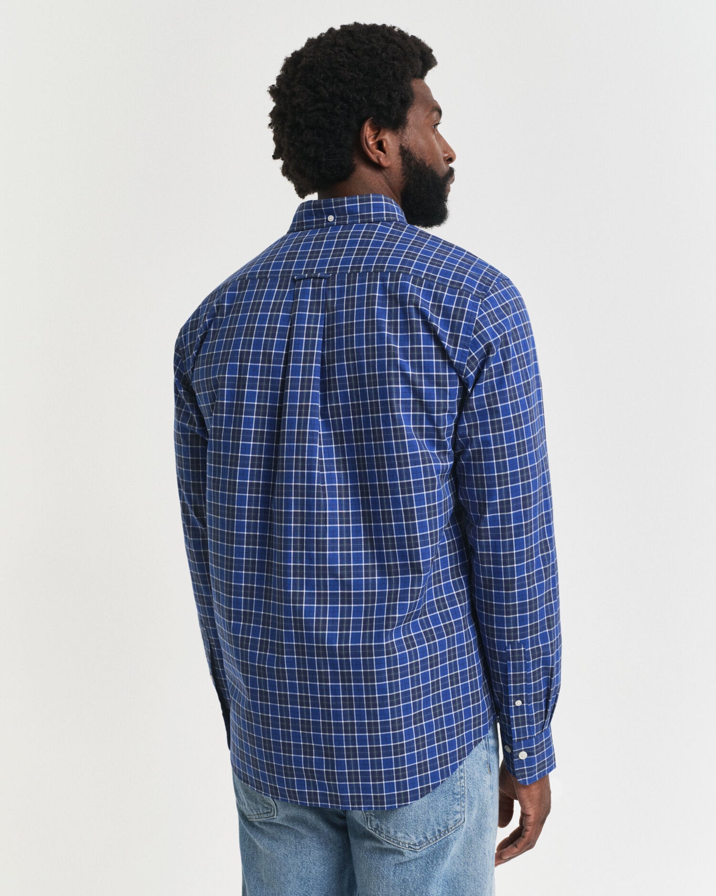 Chemise classique à carreaux en popeline coupe droite