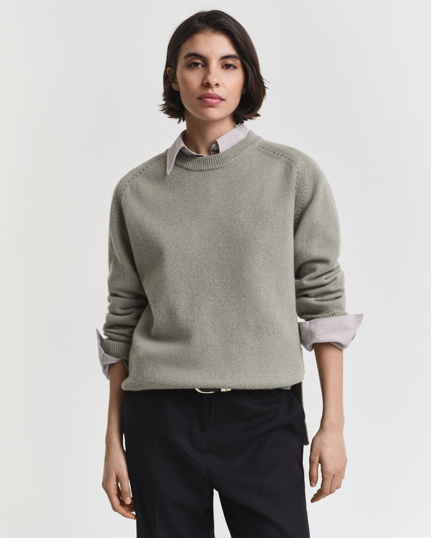 Pullover aus weicher Wolle und Kaschmir-Mischung mit Rundhalsausschnitt